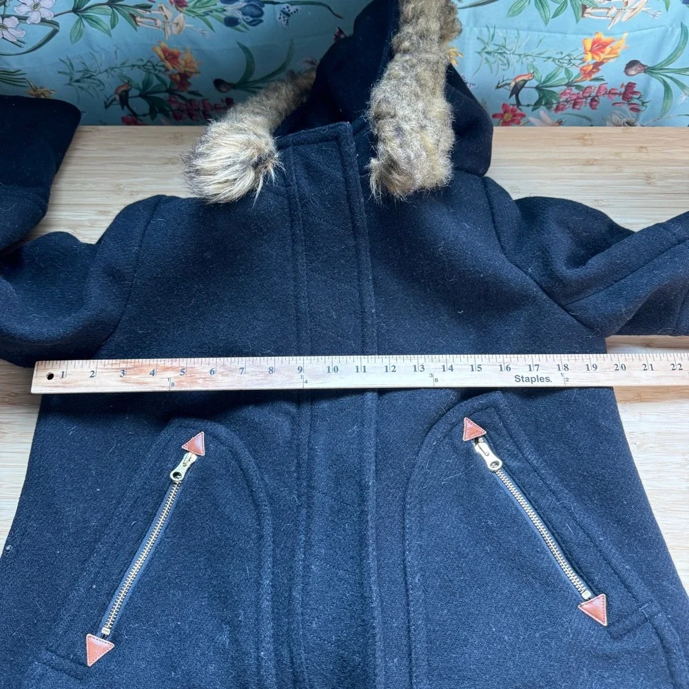 J.Crew Chateau Parka Italian Stadium-Cloth Wool Black Hooded Coat J5488 Women 10 - Picture 9 of 16